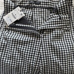 ZARA Black & White High- Waisted Gingham Pants